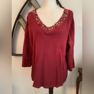Investments Wine Embellished Tunic